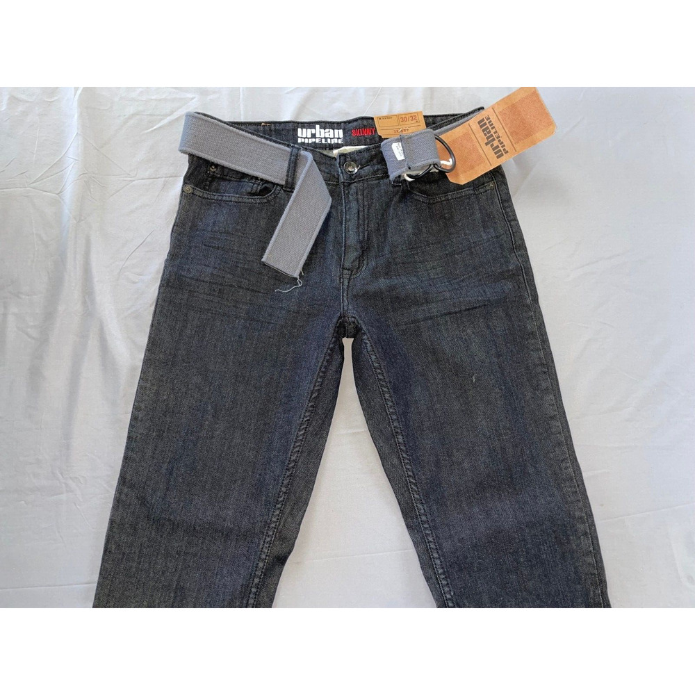 Urban Pipeline Belted Low Rise Skinny Fit Stretch Denim Jeans. Men's 30X32, NWT!